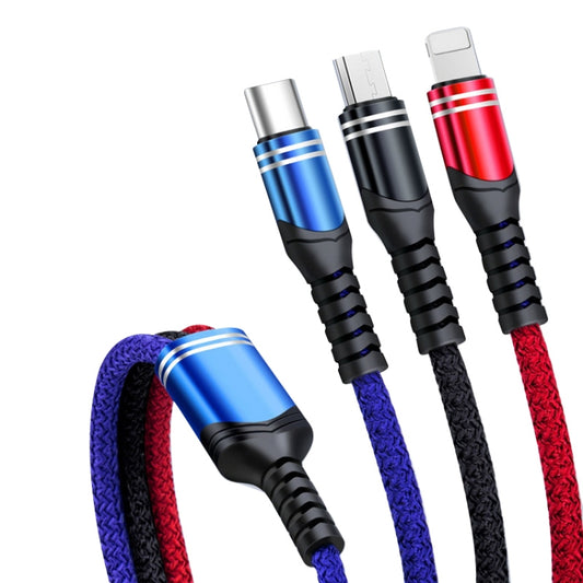 6A 66W 3 in 1 USB to 8 Pin + Micro USB + USB-C / Type-CFast Charging Braided Data Cable(Multicolor) - Multifunction Cable by PMC Jewellery | Online Shopping South Africa | PMC Jewellery | Buy Now Pay Later Mobicred