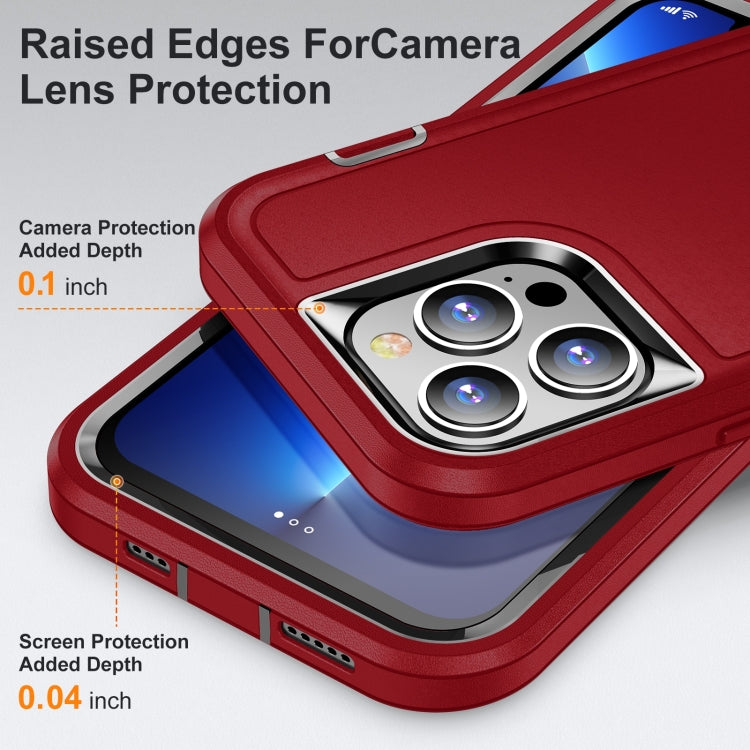 For iPhone 14 Pro Max 3 in 1 Rugged Holder Phone Case (Red + Black) - iPhone 14 Pro Max Cases by PMC Jewellery | Online Shopping South Africa | PMC Jewellery