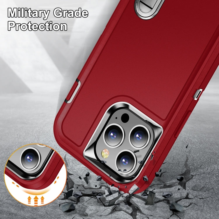 For iPhone 14 Pro Max 3 in 1 Rugged Holder Phone Case (Red + Black) - iPhone 14 Pro Max Cases by PMC Jewellery | Online Shopping South Africa | PMC Jewellery