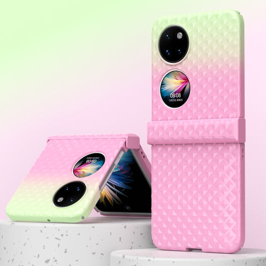 For Huawei P50 Pocket Rainbow Gradient Hinge Shockproof Phone Case(Pink Green) - Huawei Cases by PMC Jewellery | Online Shopping South Africa | PMC Jewellery | Buy Now Pay Later Mobicred