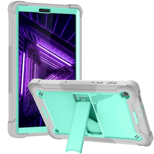 For Lenovo Tab M10 Plus X606 10.3 inch Silicone + PC Holder Shockproof Tablet Case(Grey+Mint Green) - Lenovo by PMC Jewellery | Online Shopping South Africa | PMC Jewellery | Buy Now Pay Later Mobicred