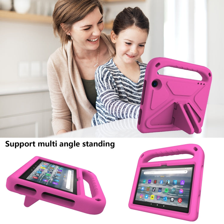 For Amazon Fire 7 2022 Handle EVA Shockproof Tablet Case with Triangle Holder(Rose Red) - Amazon by PMC TechLife | Online Shopping South Africa | PMC TechLife | Buy Now Pay Later Mobicred