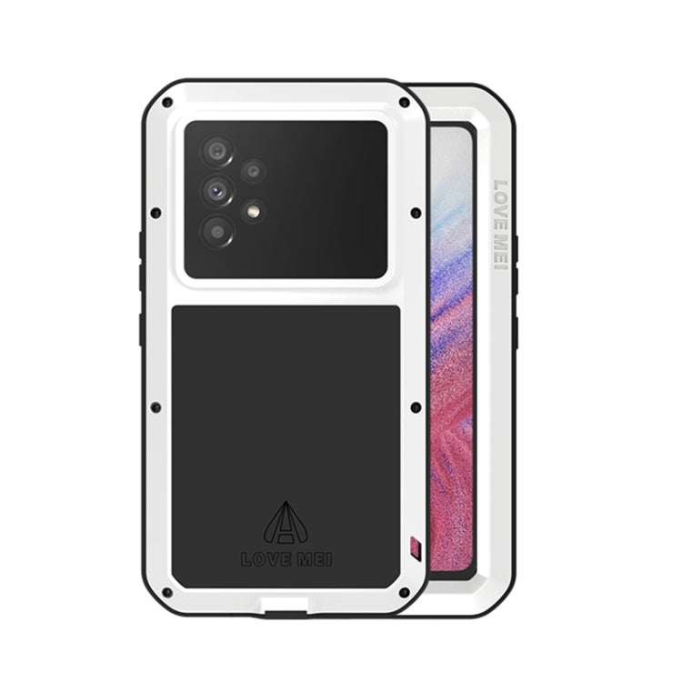 For Samsung Galaxy A53 LOVE MEI Metal Shockproof Waterproof Dustproof Protective Phone Case with Glass(White) - Galaxy Phone Cases by LOVE MEI | Online Shopping South Africa | PMC Jewellery | Buy Now Pay Later Mobicred