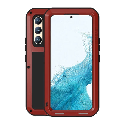 For Samsung Galaxy S22  LOVE MEI Metal Shockproof Waterproof Dustproof Protective Phone Case with Glass(Red) - Galaxy S22 5G Cases by LOVE MEI | Online Shopping South Africa | PMC Jewellery