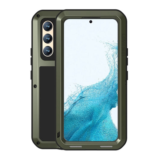 For Samsung Galaxy S22  LOVE MEI Metal Shockproof Waterproof Dustproof Protective Phone Case with Glass(Army Green) - Galaxy S22 5G Cases by LOVE MEI | Online Shopping South Africa | PMC Jewellery | Buy Now Pay Later Mobicred