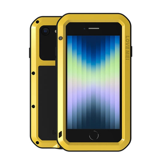 For iPhone SE 2022 / SE 2020 / 8 / 7 LOVE MEI Metal Shockproof Life Waterproof Dustproof Protective Phone Case with Glass(Yellow) - iPhone SE 2022 / 2020 / 8 / 7 Cases by LOVE MEI | Online Shopping South Africa | PMC Jewellery