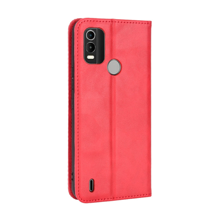 For Nokia C21 Plus Magnetic Buckle Retro Crazy Horse Leather Phone Case(Red) - Nokia Cases by PMC Jewellery | Online Shopping South Africa | PMC Jewellery