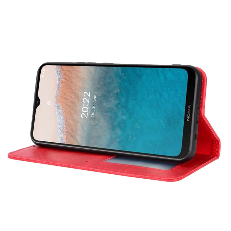 For Nokia C21 Plus Magnetic Buckle Retro Crazy Horse Leather Phone Case(Red) - Nokia Cases by PMC Jewellery | Online Shopping South Africa | PMC Jewellery