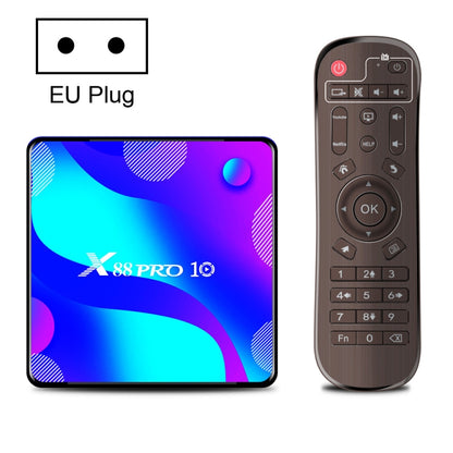 X88 PRO10 4K Smart TV BOX Android 11.0 Media Player, RK3318 Quad-Core 64bit Cortex-A53, RAM: 2GB, ROM: 16GB(EU Plug) - RK3318 by PMC Jewellery | Online Shopping South Africa | PMC Jewellery | Buy Now Pay Later Mobicred