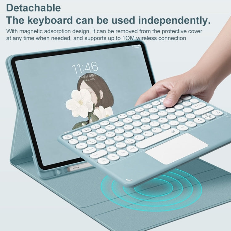 Round Cap Bluetooth Keyboard Leather Case with Pen Slot & Touchpad For Samsung Galaxy Tab A7 10.4 2020(Green) - Samsung Keyboard by PMC TechLife | Online Shopping South Africa | PMC TechLife