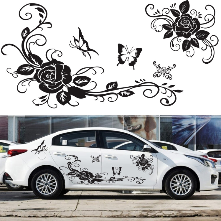 2 PCS/Set D-72 Butterfly Love Flower Pattern Car Modified Decorative Sticker(Black) - Decorative Sticker by PMC TechLife | Online Shopping South Africa | PMC TechLife | Buy Now Pay Later Mobicred