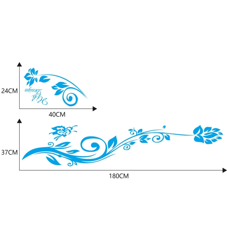 2 PCS/Set D-251 Butterfly Love Flowers Pattern Car Modified Decorative Sticker(Blue) - Decorative Sticker by PMC Jewellery | Online Shopping South Africa | PMC Jewellery | Buy Now Pay Later Mobicred