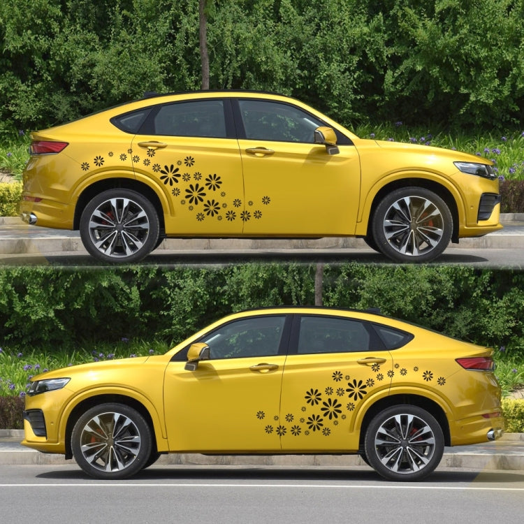 2 PCS/Set D-483 Flower Pattern Car Modified Decorative Sticker(Black) - free shipping - PMC TechLife - Order now!