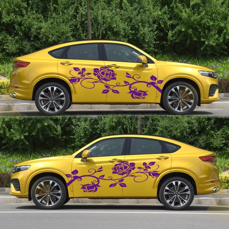 2 PCS/Set D-545 Rose Pattern Car Modified Decorative Sticker(Purple) - Decorative Sticker by PMC Jewellery | Online Shopping South Africa | PMC Jewellery | Buy Now Pay Later Mobicred