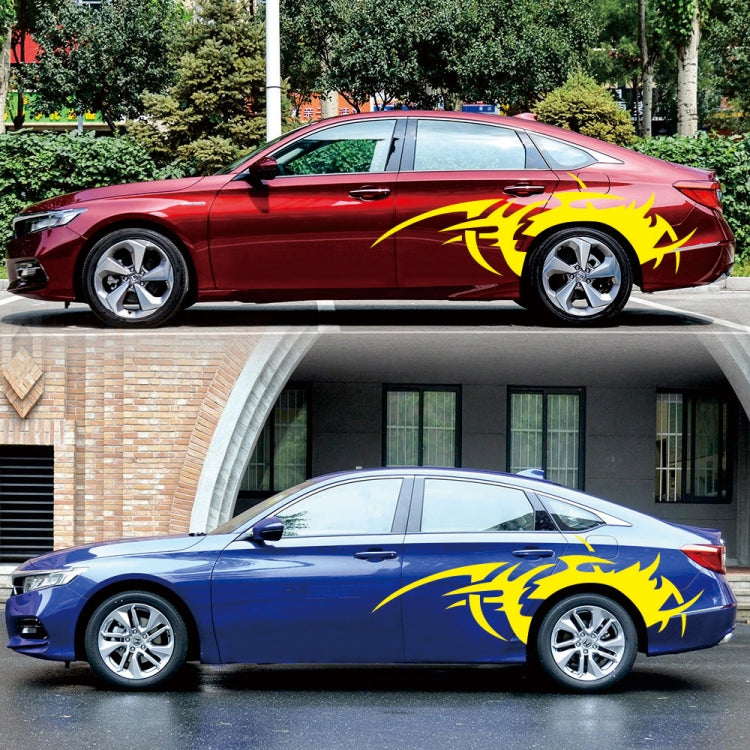 2 PCS/Set D-719 Flame Hot Wheel Pattern Car Modified Decorative Sticker(Yellow) - Decorative Sticker by PMC TechLife | Online Shopping South Africa | PMC TechLife | Buy Now Pay Later Mobicred