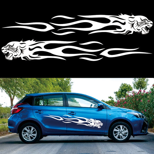 2 PCS/Set D-815 Flame Lion Pattern Car Modified Decorative Sticker(White) - Decorative Sticker by PMC Jewellery | Online Shopping South Africa | PMC Jewellery | Buy Now Pay Later Mobicred