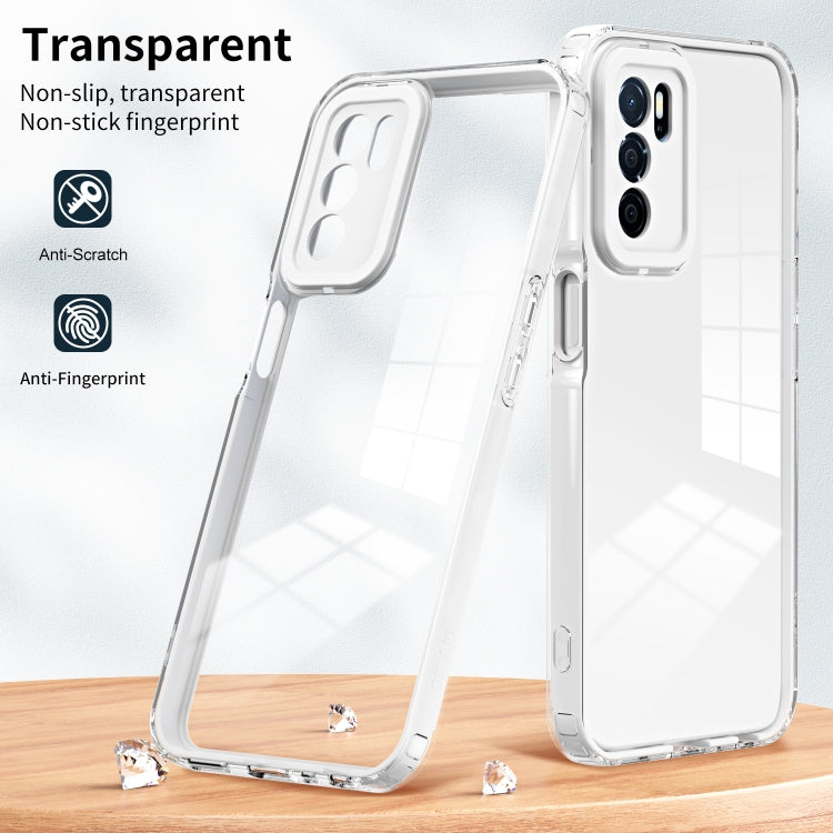 For OPPO A16 / A16s 3 in 1 Clear TPU Color PC Frame Phone Case(White) - OPPO Cases by PMC Jewellery | Online Shopping South Africa | PMC Jewellery | Buy Now Pay Later Mobicred