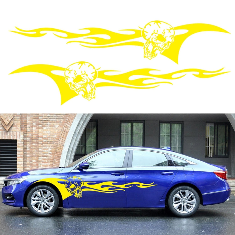 2 PCS/Set D-964 Skull Flame Pattern Car Modified Decorative Sticker(Yellow) - Decorative Sticker by PMC Jewellery | Online Shopping South Africa | PMC Jewellery | Buy Now Pay Later Mobicred