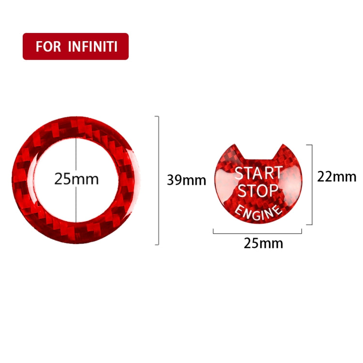 Car Carbon Fiber One-button Start Decorative Sticker for Infiniti Q50 2014-2020 / Q60 / QX60(Red) - Car Interior Mouldings by PMC Jewellery | Online Shopping South Africa | PMC Jewellery | Buy Now Pay Later Mobicred