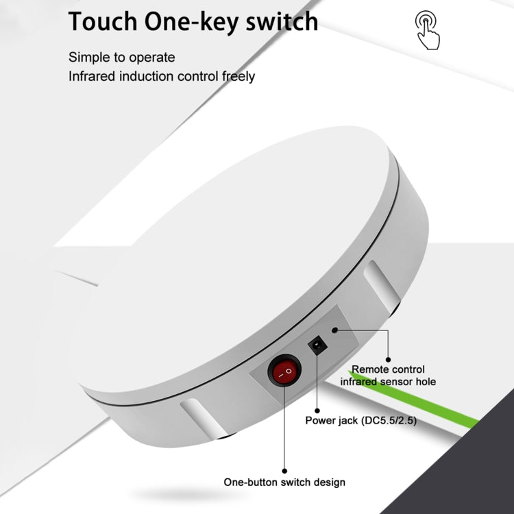 30cm Charging Rotating Display Stand Video Shooting Turntable, Load: 100kg, Power Plug:US Plug(White) -  by PMC TechLife | Online Shopping South Africa | PMC TechLife | Buy Now Pay Later Mobicred
