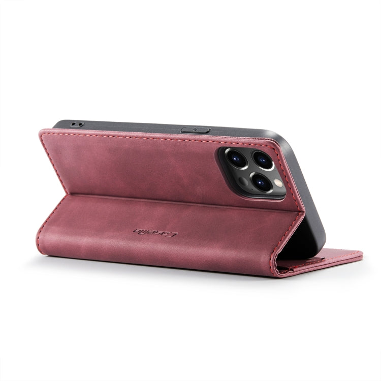 For iPhone 14 Pro CaseMe-013 Multifunctional Retro Frosted Leather Phone Case(Wine Red) - iPhone 14 Pro Cases by CaseMe | Online Shopping South Africa | PMC Jewellery | Buy Now Pay Later Mobicred