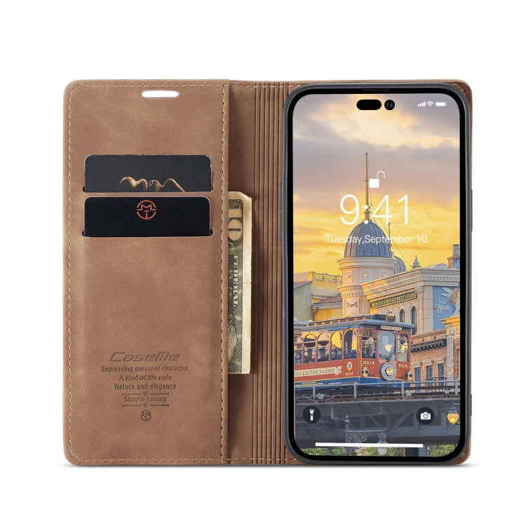 For iPhone 14 Pro Max CaseMe-013 Multifunctional Retro Frosted Leather Phone Case (Brown) - iPhone 14 Pro Max Cases by CaseMe | Online Shopping South Africa | PMC Jewellery | Buy Now Pay Later Mobicred