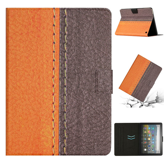 For Amazon Kindle Fire HD 8 2020 Stitching Solid Color Smart Leather Tablet Case(Orange) - Lenovo by PMC Jewellery | Online Shopping South Africa | PMC Jewellery | Buy Now Pay Later Mobicred