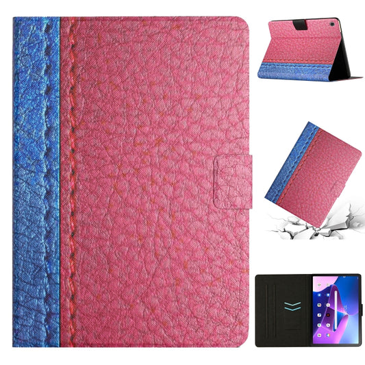 For Lenovo Tab M10 Plus Stitching Solid Color Smart Leather Tablet Case(Rose Red) - Lenovo by PMC Jewellery | Online Shopping South Africa | PMC Jewellery | Buy Now Pay Later Mobicred