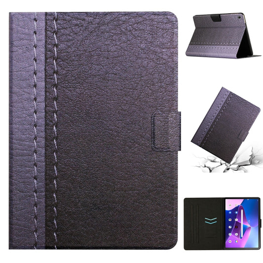 For Lenovo Tab M10 Plus Stitching Solid Color Smart Leather Tablet Case(Grey) - Lenovo by PMC Jewellery | Online Shopping South Africa | PMC Jewellery | Buy Now Pay Later Mobicred