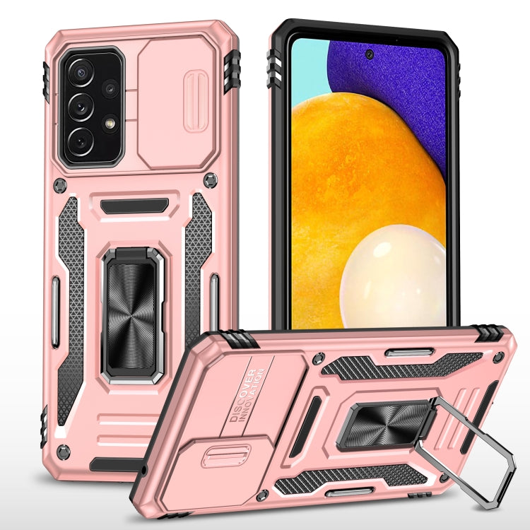 For Samsung Galaxy A52 5G/4G Armor PC + TPU Camera Shield Phone Case(Rose Gold) - Galaxy Phone Cases by PMC Jewellery | Online Shopping South Africa | PMC Jewellery