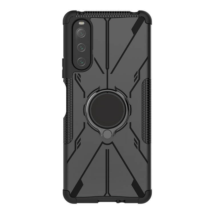 For Sony Xperia 10 IV Armor Bear Shockproof PC + TPU Phone Case with Ring(Black) - Sony Cases by PMC Jewellery | Online Shopping South Africa | PMC Jewellery