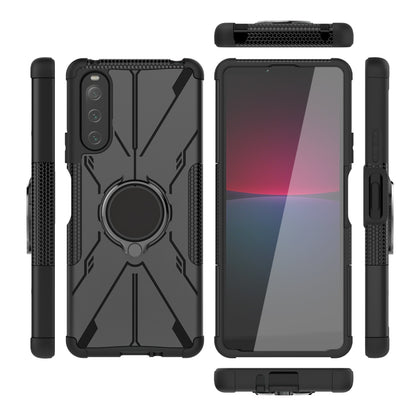 For Sony Xperia 10 IV Armor Bear Shockproof PC + TPU Phone Case with Ring(Black) - Sony Cases by PMC Jewellery | Online Shopping South Africa | PMC Jewellery