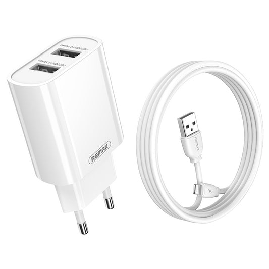 REMAX RP-U35 Jane Series 2.1A Dual USB Port Fast Charger Set, Cable:8 Pin(EU Plug) - USB Charger by REMAX | Online Shopping South Africa | PMC Jewellery | Buy Now Pay Later Mobicred