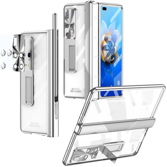 For Huawei Mate X2 Magnetic Hinges Plating Phone Case with Holder(Silver) - Huawei Cases by PMC Jewellery | Online Shopping South Africa | PMC Jewellery | Buy Now Pay Later Mobicred