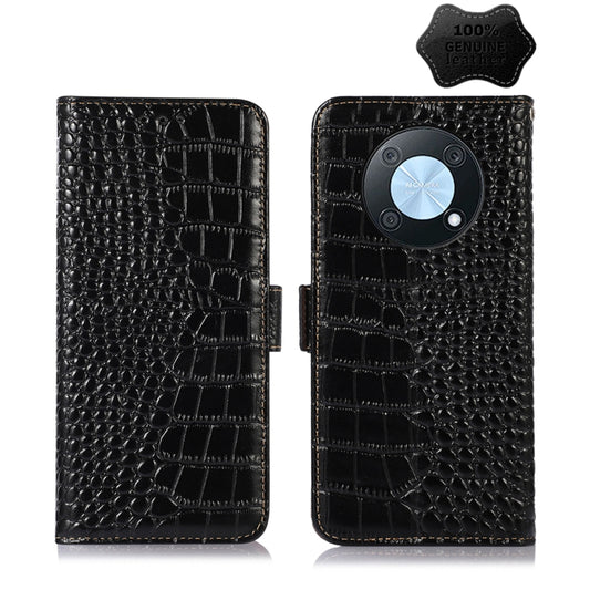 For Huawei Nova Y90/Enjoy 50 Pro Crocodile Top Layer Cowhide Leather Phone Case(Black) - Huawei Cases by PMC Jewellery | Online Shopping South Africa | PMC Jewellery | Buy Now Pay Later Mobicred