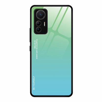 For Xiaomi 12 Lite Gradient Color Glass Case(Green Cyan) - Xiaomi Cases by PMC Jewellery | Online Shopping South Africa | PMC Jewellery