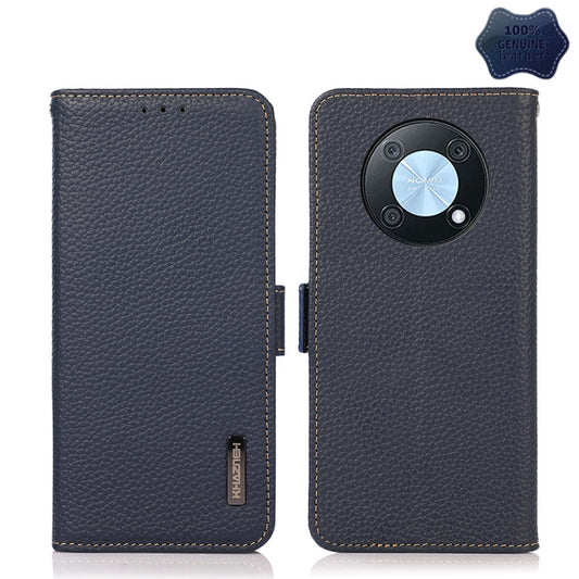 For Huawei nova Y90 / Enjoy 50 Pro KHAZNEH Litchi Texture RFID Genuine Leather Phone Case(Blue) - Huawei Cases by PMC Jewellery | Online Shopping South Africa | PMC Jewellery | Buy Now Pay Later Mobicred