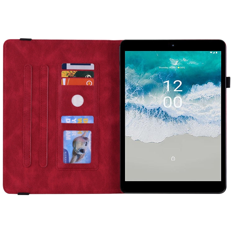 For Nokia T10 Butterfly Flower Embossed Leather Tablet Case(Red) - free shipping - PMC TechLife - Order now!