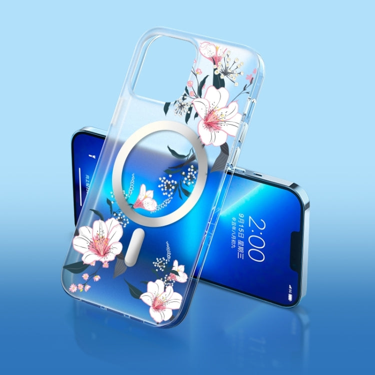 For iPhone 14 Plus Flower Frosted MagSafe Phone Case (Lily) - iPhone 14 Plus Cases by PMC Jewellery | Online Shopping South Africa | PMC Jewellery