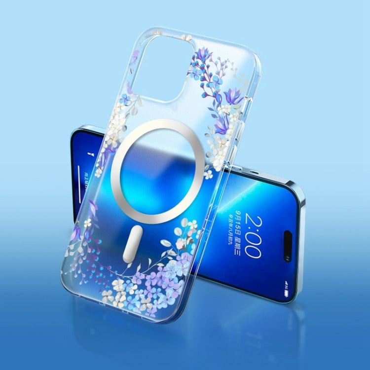 For iPhone 14 Pro Max Flower Frosted MagSafe Phone Case (Gypsophila) - iPhone 14 Pro Max Cases by PMC TechLife | Online Shopping South Africa | PMC TechLife