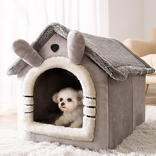 House Type Universal Removable and Washable Pet Dog Cat Bed Pet Supplies, Size:S(Gray Cat) - Beds by PMC Jewellery | Online Shopping South Africa | PMC Jewellery | Buy Now Pay Later Mobicred