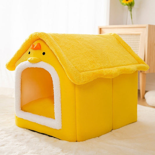 House Type Universal Removable and Washable Pet Dog Cat Bed Pet Supplies, Size:S(Yellow Chick) - Beds by PMC Jewellery | Online Shopping South Africa | PMC Jewellery | Buy Now Pay Later Mobicred