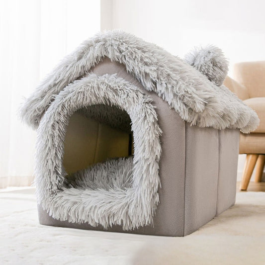 House Type Universal Removable and Washable Pet Dog Cat Bed Pet Supplies, Size:S(Grey Igloo) - Beds by PMC Jewellery | Online Shopping South Africa | PMC Jewellery | Buy Now Pay Later Mobicred