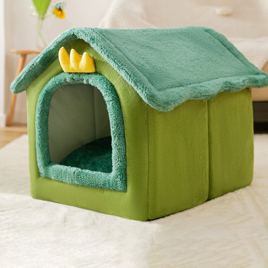 House Type Universal Removable and Washable Pet Dog Cat Bed Pet Supplies, Size:M(Green Dinosaurs) - Beds by PMC Jewellery | Online Shopping South Africa | PMC Jewellery | Buy Now Pay Later Mobicred