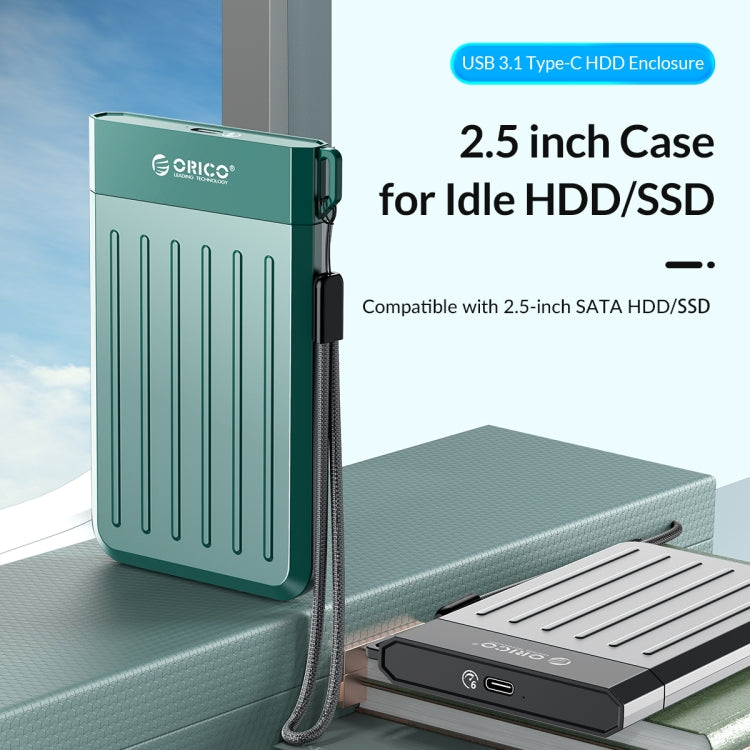 ORICO M25C3-GR 2.5 inch USB3.1 Gen1 Type-C Hard Drive Enclosure(Green) - External Hard Drives by ORICO | Online Shopping South Africa | PMC Jewellery | Buy Now Pay Later Mobicred