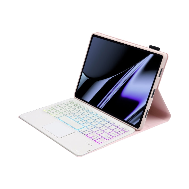 OP11-AS Lambskin Texture Ultra-thin Bluetooth Keyboard Leather Case with Touchpad & Backlight For OPPO Pad 11 inch(Pink) - Others Keyboard by PMC Jewellery | Online Shopping South Africa | PMC Jewellery