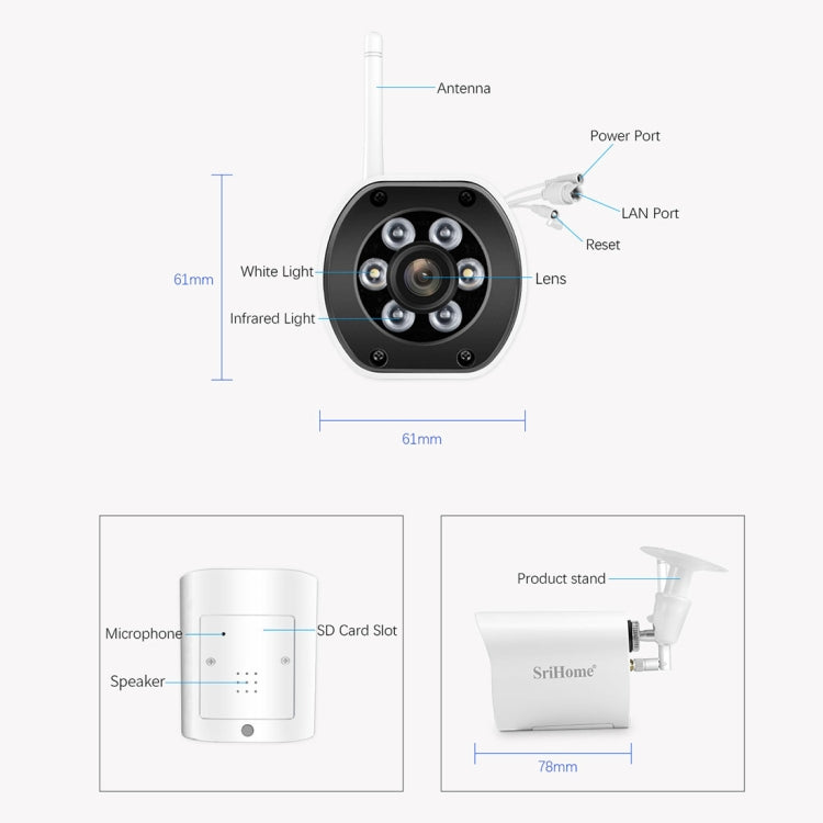 SriHome SH034 5.0MP Mini Dual 2.4 / 5G WiFi Outdoor IP66 Waterproof Video Surveillance Color Night Vision Security CCTV Cam, Plug Type:EU Plug(White) - Wireless Camera by PMC Jewellery | Online Shopping South Africa | PMC Jewellery