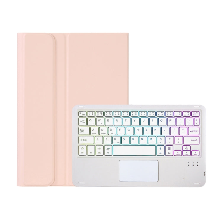 OP12-AS Lambskin Texture Ultra-thin Bluetooth Keyboard Leather Case with Touchpad & Backlight For OPPO Pad Air 10.4 inch(Pink) - Others Keyboard by PMC Jewellery | Online Shopping South Africa | PMC Jewellery