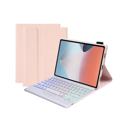 OP12-BS Lambskin Texture Ultra-thin Bluetooth Keyboard Leather Case with Backlight For OPPO Pad Air 10.4 inch(Pink) - Others Keyboard by PMC Jewellery | Online Shopping South Africa | PMC Jewellery