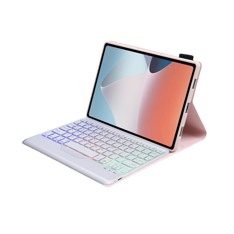 OP12-BS Lambskin Texture Ultra-thin Bluetooth Keyboard Leather Case with Backlight For OPPO Pad Air 10.4 inch(Pink) - Others Keyboard by PMC Jewellery | Online Shopping South Africa | PMC Jewellery